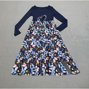 NWT S.DEER Concept Tiered Dress Womens S Butterfly Print Long Sleeves Skirt